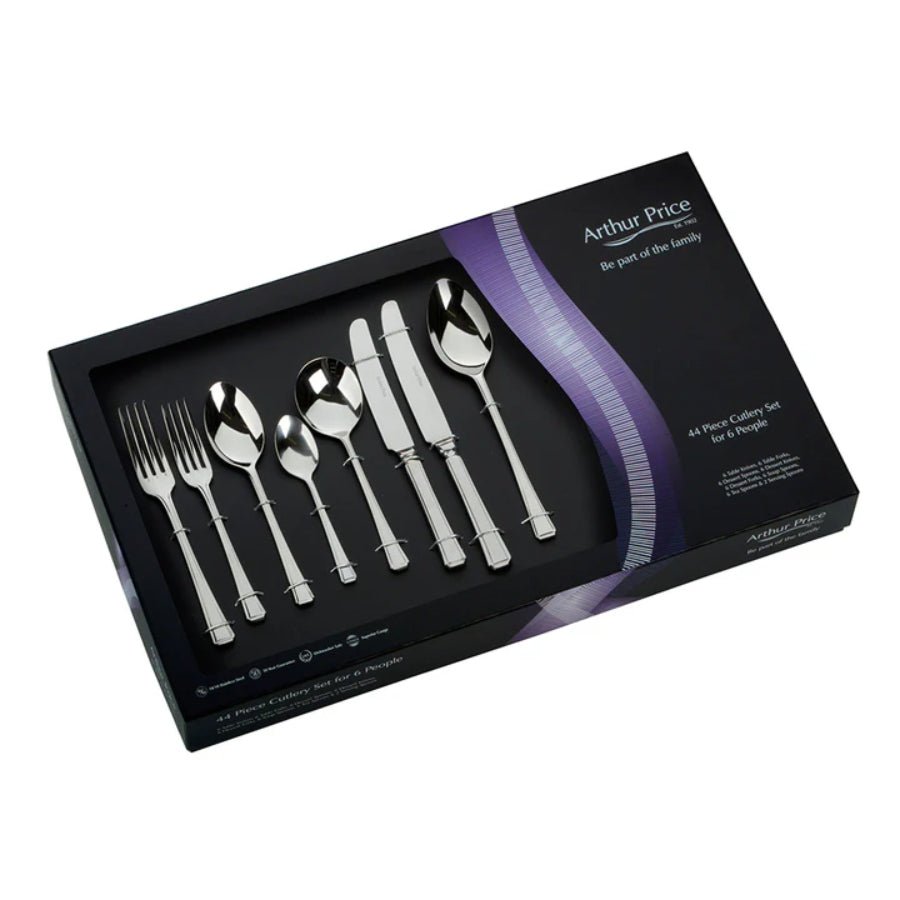 Arthur Price Cutlery Set Harley 44 Piece Box Set Stainless Steel -Arthur Price