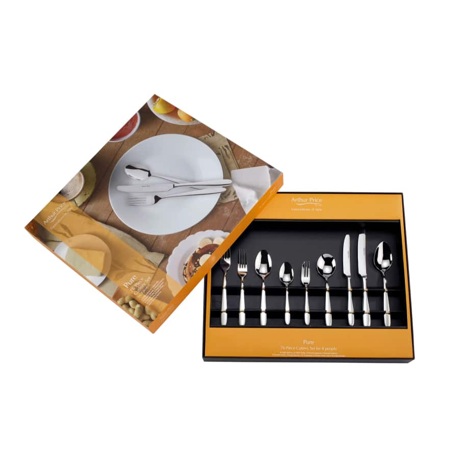 Arthur Price Cutlery Set Pure 76 Piece Boxed Stainless Steel -Arthur Price