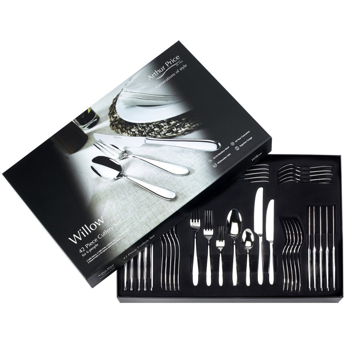 Arthur Price Cutlery Set Willow 42Pc Boxed -Arthur Price