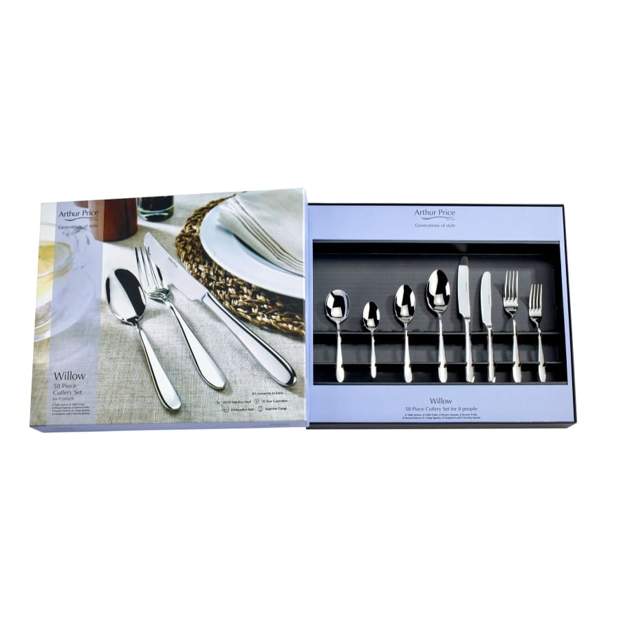 Arthur Price Cutlery Set Willow 58 Piece Boxed Stainless Steel -Arthur Price