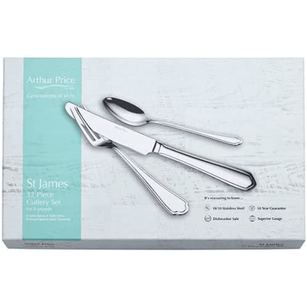 Arthur Price Cutlery St. James 32pc Box Set Stainless Steel -Arthur Price