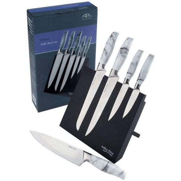 Arthur Price Knife Block Marble Handle Grey 6Pc -Arthur Price