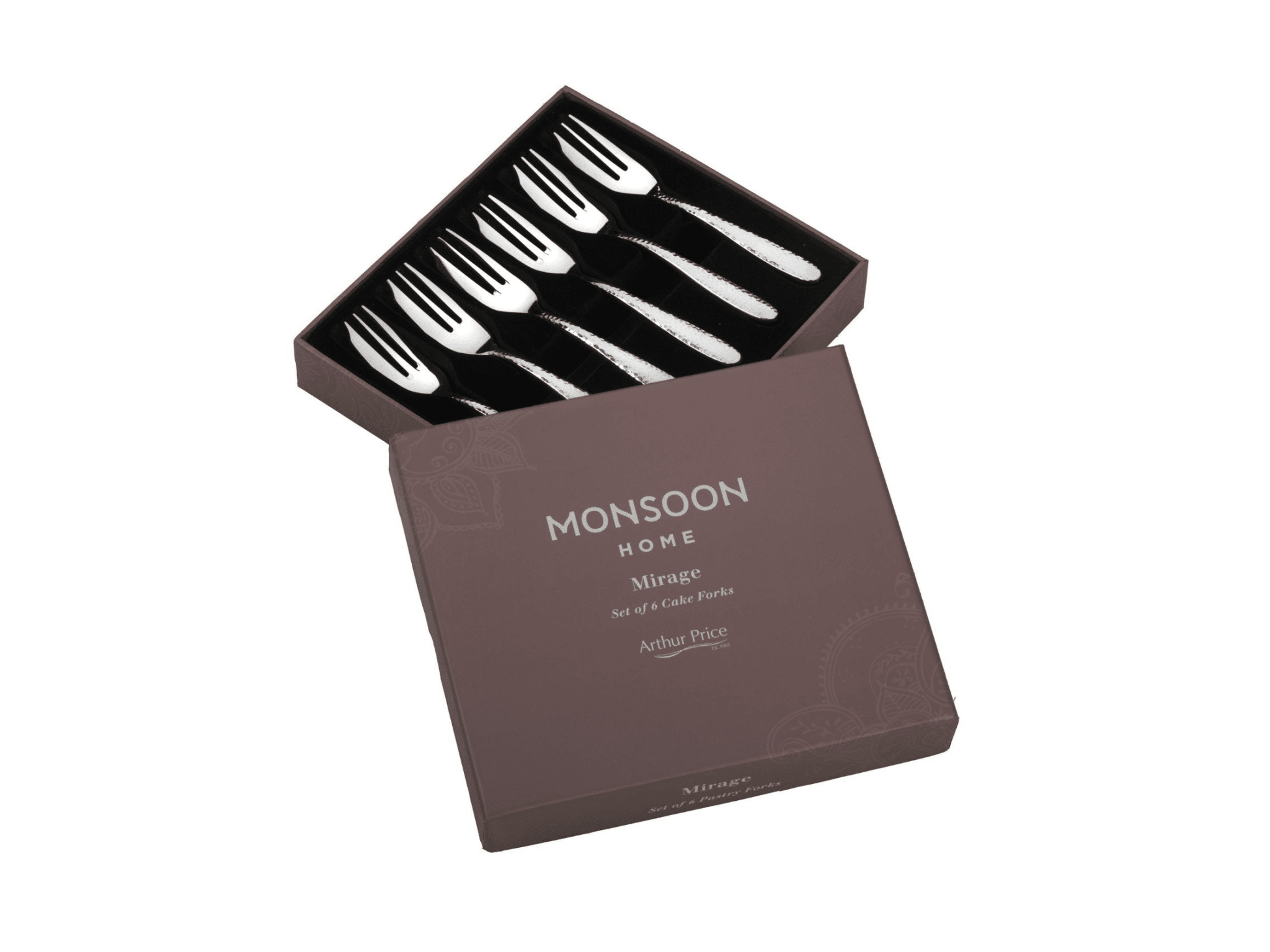 Arthur Price Pastry Fork Monsoon Mirage S/Steel Set Of 6 -Arthur Price