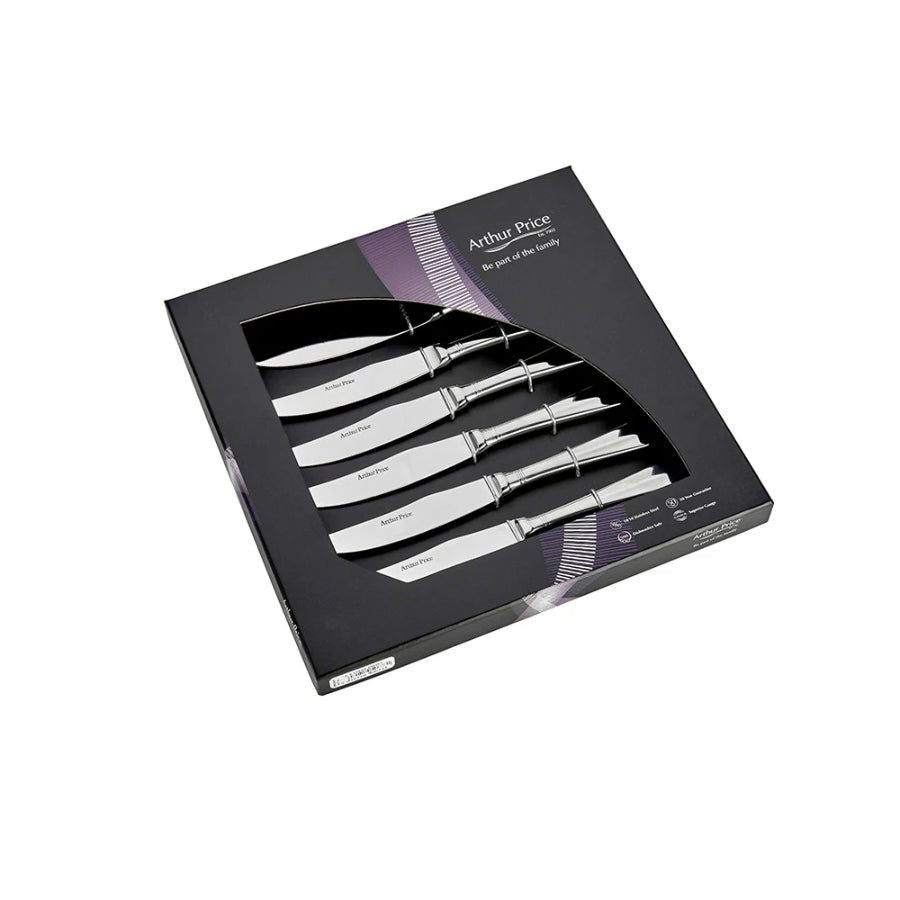 Arthur Price Steak Knife Stainless Steel Rattail Set of 6 -Arthur Price