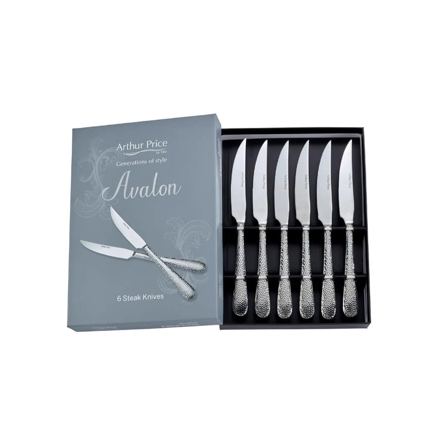 Arthur Price Steak Knives Avalon Stainless Steel Set Of 6 -Arthur Price