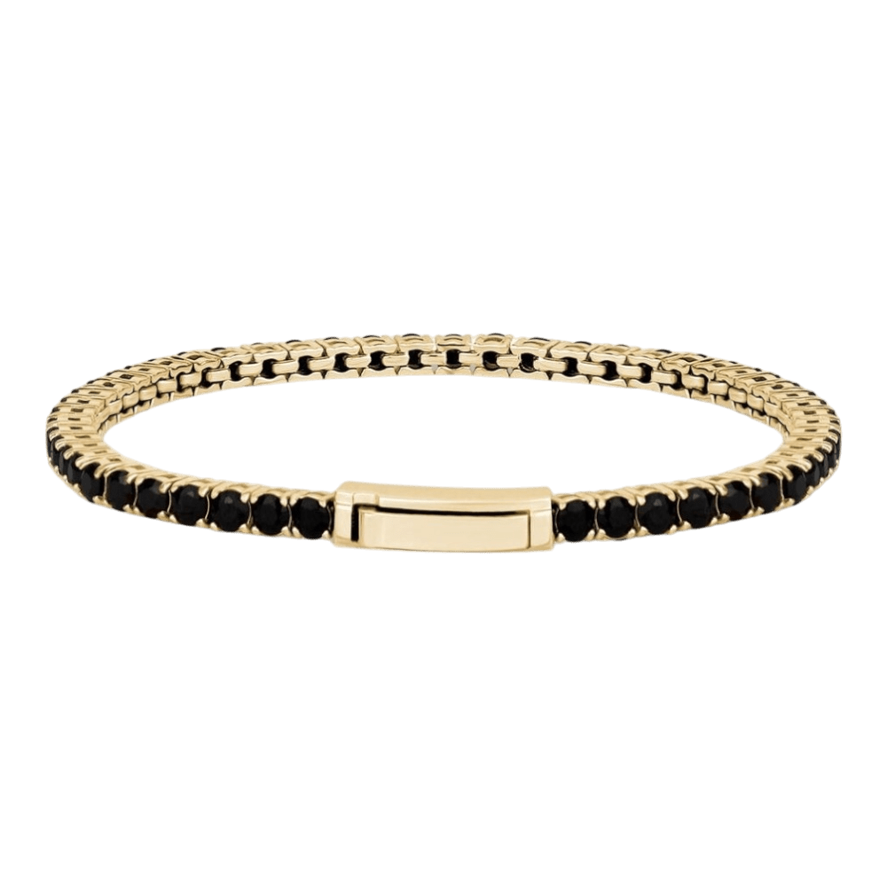 ARZ 3mm Gold Steel Black C.Z Tennis Bracelet -ARZ Steel