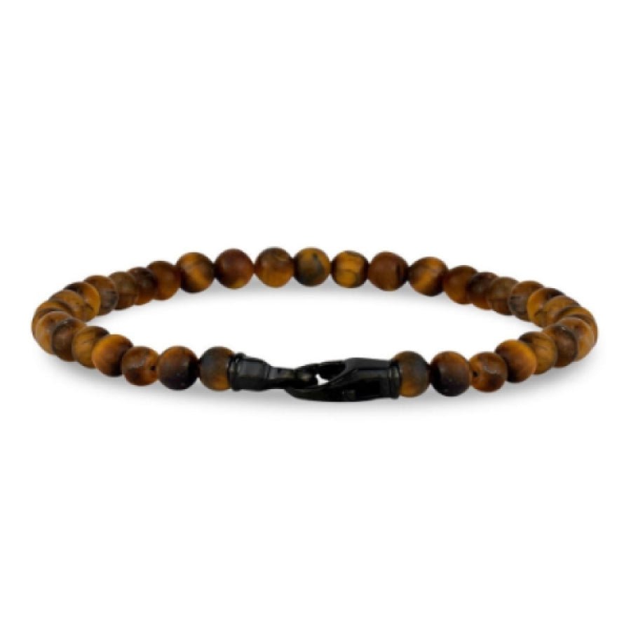 ARZ 4mm Matte Tiger Eye Bead Bracelet -ARZ Steel
