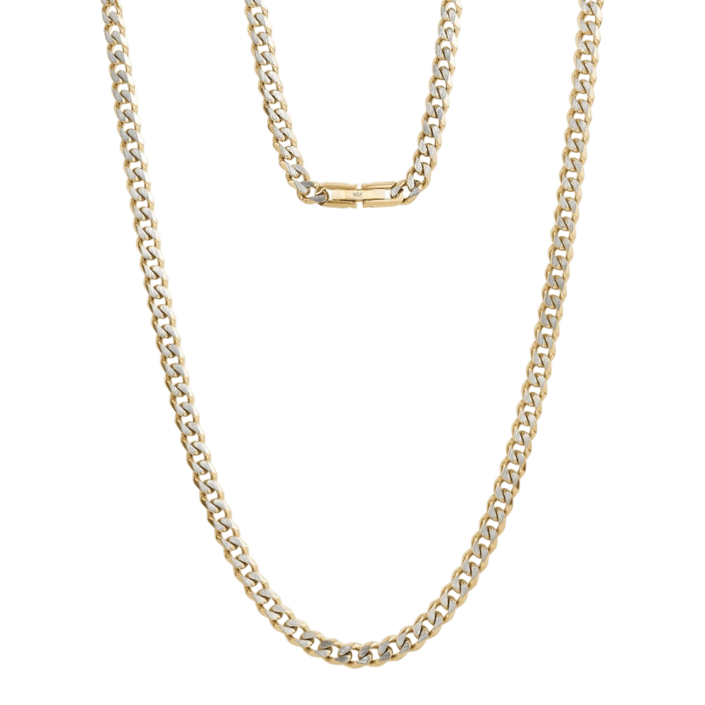 ARZ 5mm Gold & Steel Cuban Link Necklace -ARZ Steel