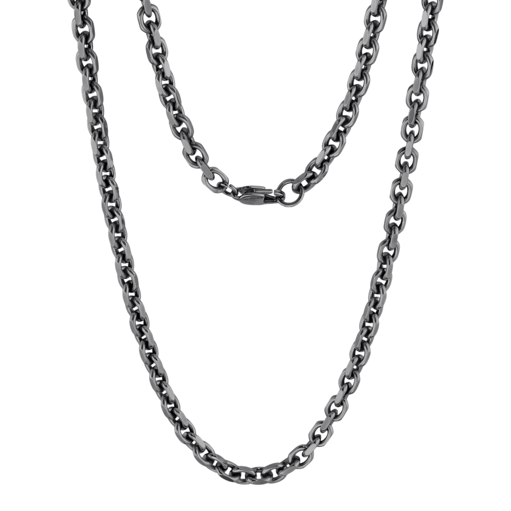 ARZ 5mm Oval Limk Cutting Edges Gun Metal Necklace -ARZ Steel