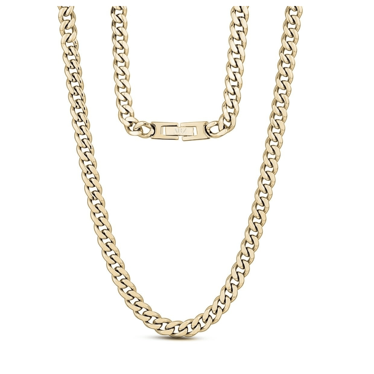 ARZ 6mm Gold Cuban Link Necklace -ARZ Steel