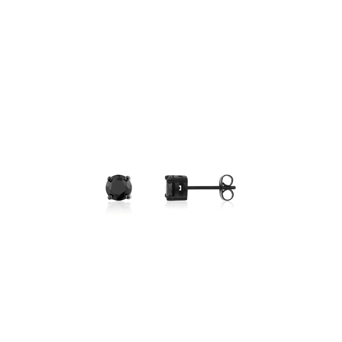 ARZ 7mm Black C.Z Black Steel Stud Earrings -ARZ Steel
