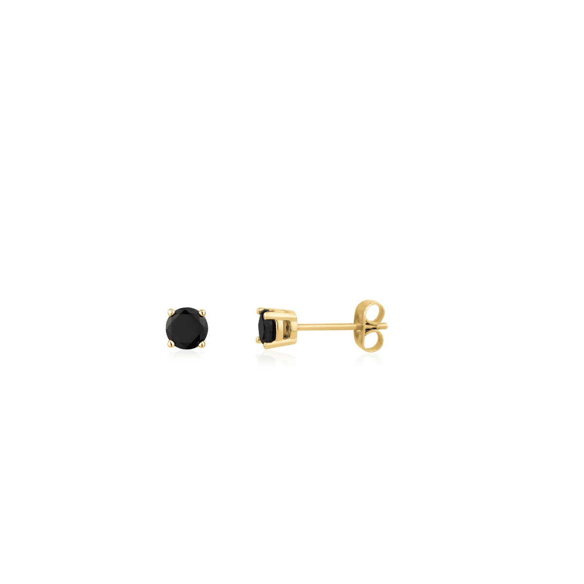 ARZ 7mm Black C.Z Gold Steel Earrings -ARZ Steel