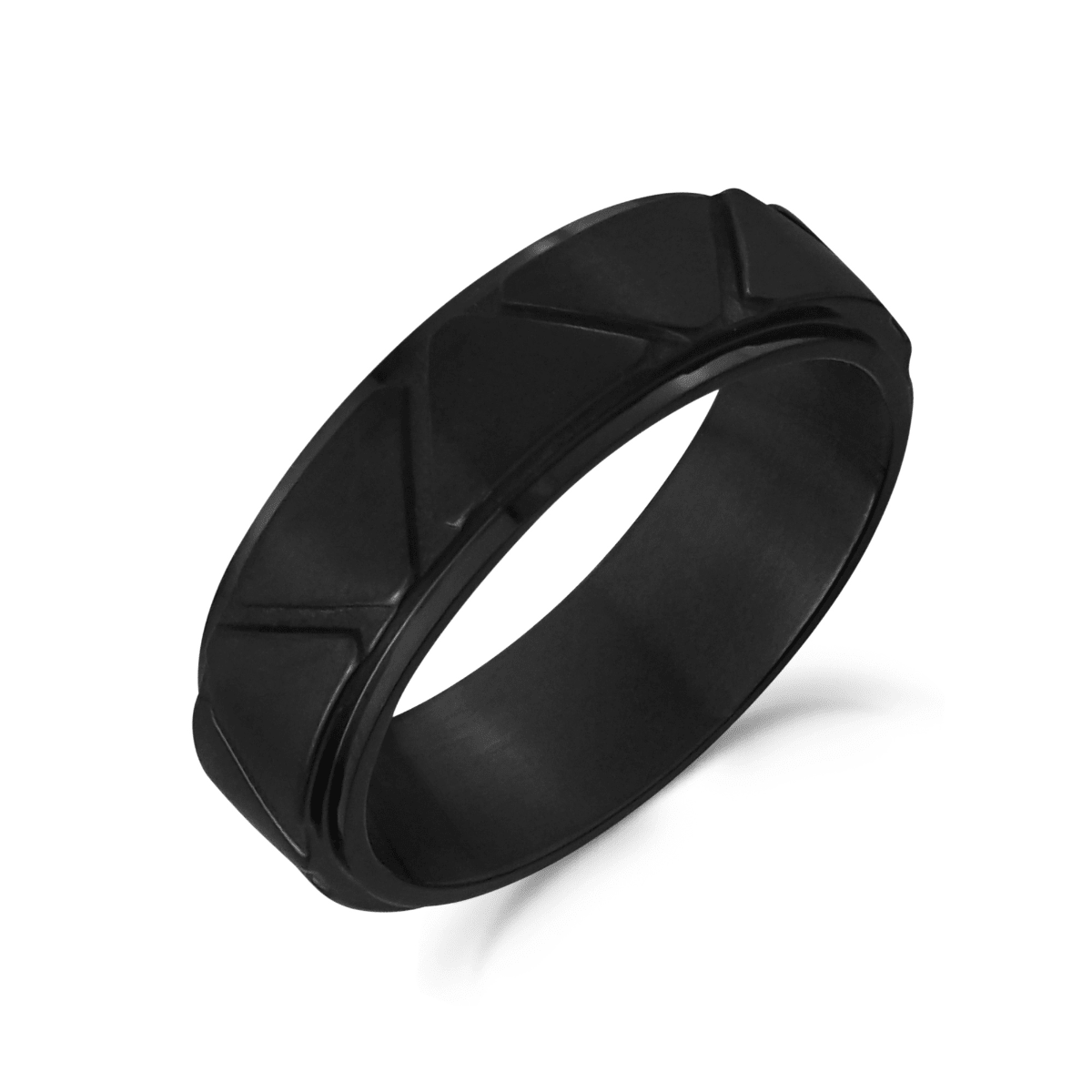 ARZ 7mm Triangular Design Black Ring -ARZ Steel