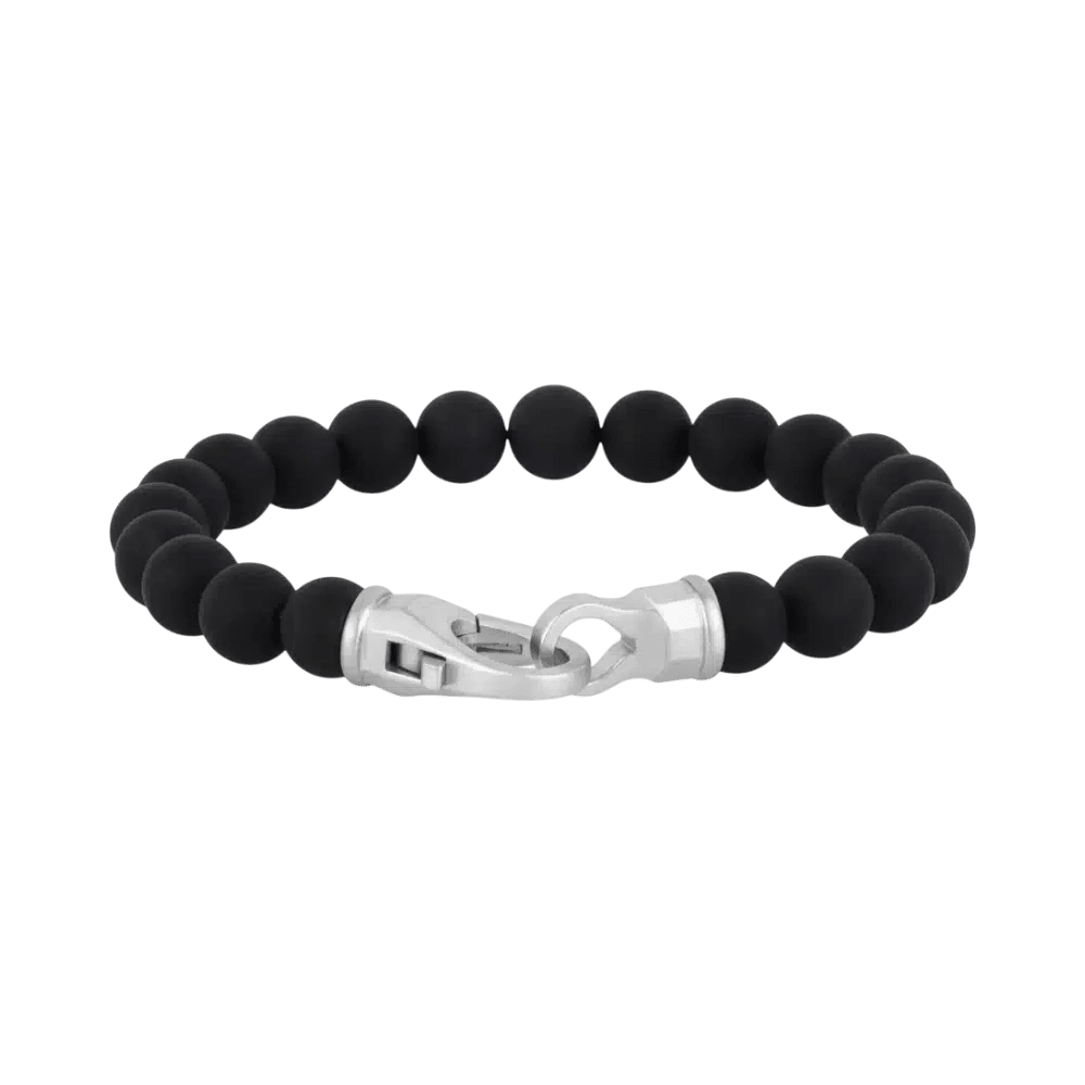ARZ 8mm Matte Black Onyx Bead Bracelet -Spilhaus