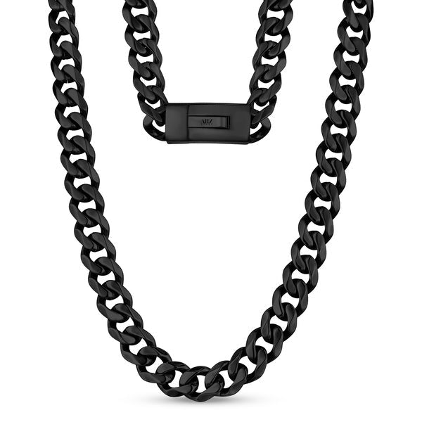 ARZ Black Steel Cuban Link Necklace 24'' -ARZ Steel