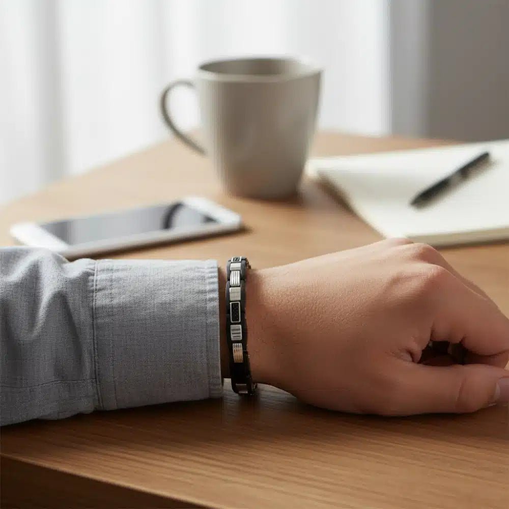ARZ Black Steel & Stone-Set Bracelet -Spilhaus