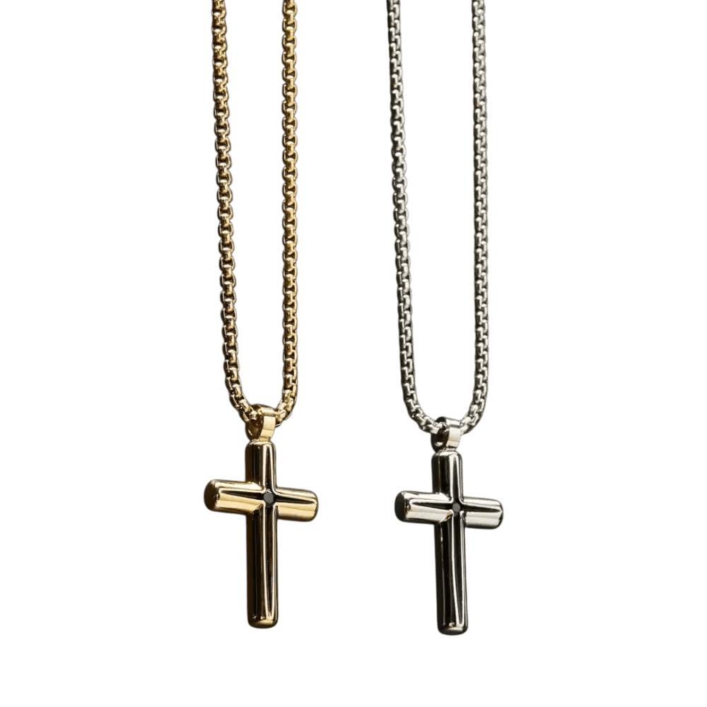 ARZ Black Stone Matte Cross Pendant -Spilhaus