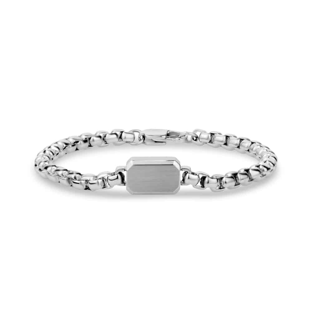 ARZ Bracelet 5mm Round Box Link Square ID -ARZ Steel
