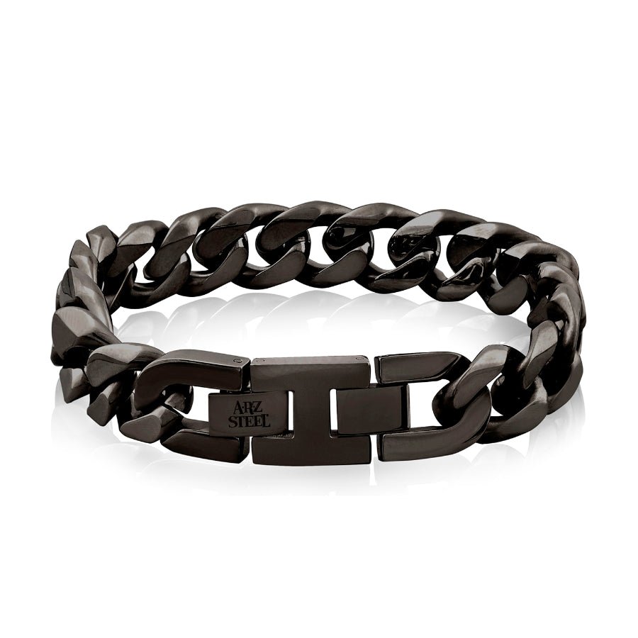 ARZ Bracelet Cuban 14mm Link Black -ARZ Steel