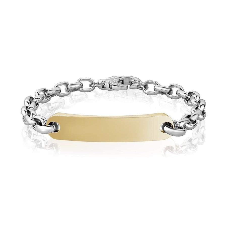 ARZ Bracelet ID Plate Gold & Steel -ARZ Steel