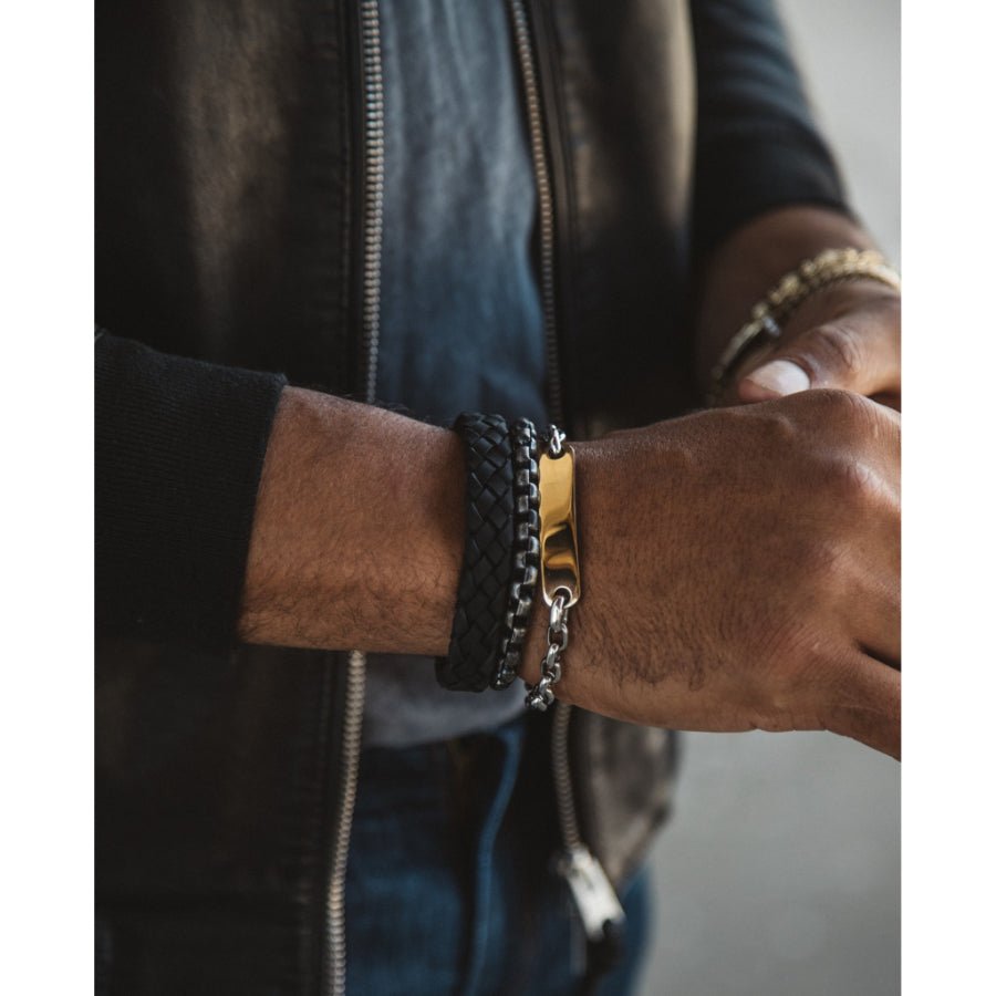 ARZ Bracelet ID Plate Gold & Steel -ARZ Steel