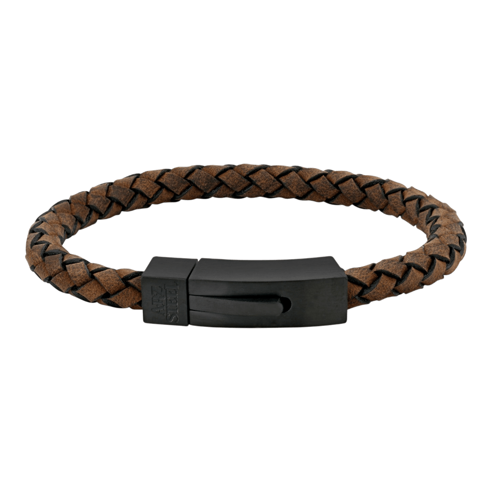 ARZ Bracelet Leather Brown Clasp -ARZ Steel
