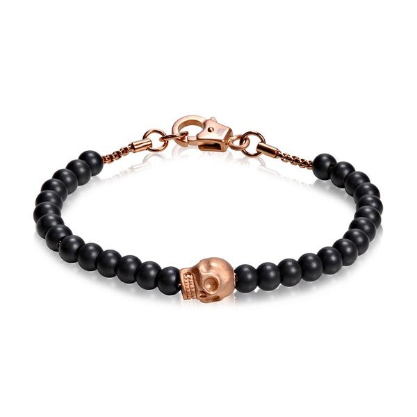 ARZ Bracelet Skull Black/Rose Gold -ARZ Steel