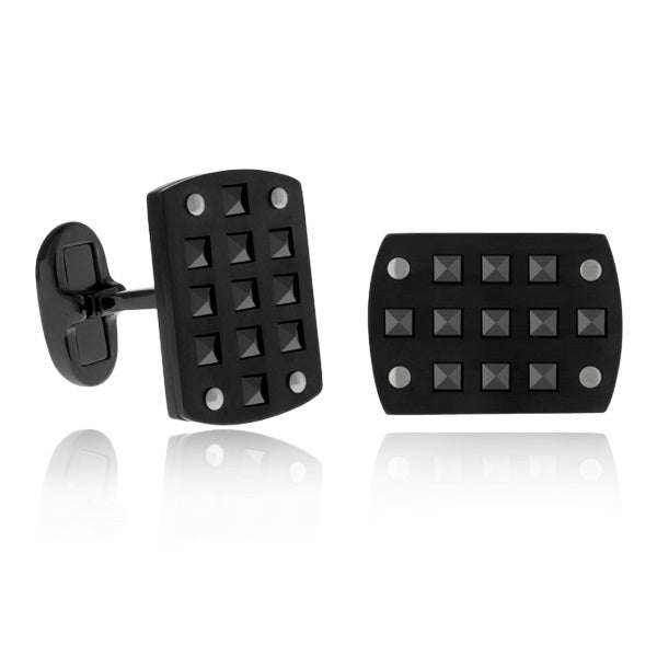 ARZ Cufflinks Steel & Ceramic Black -ARZ Steel