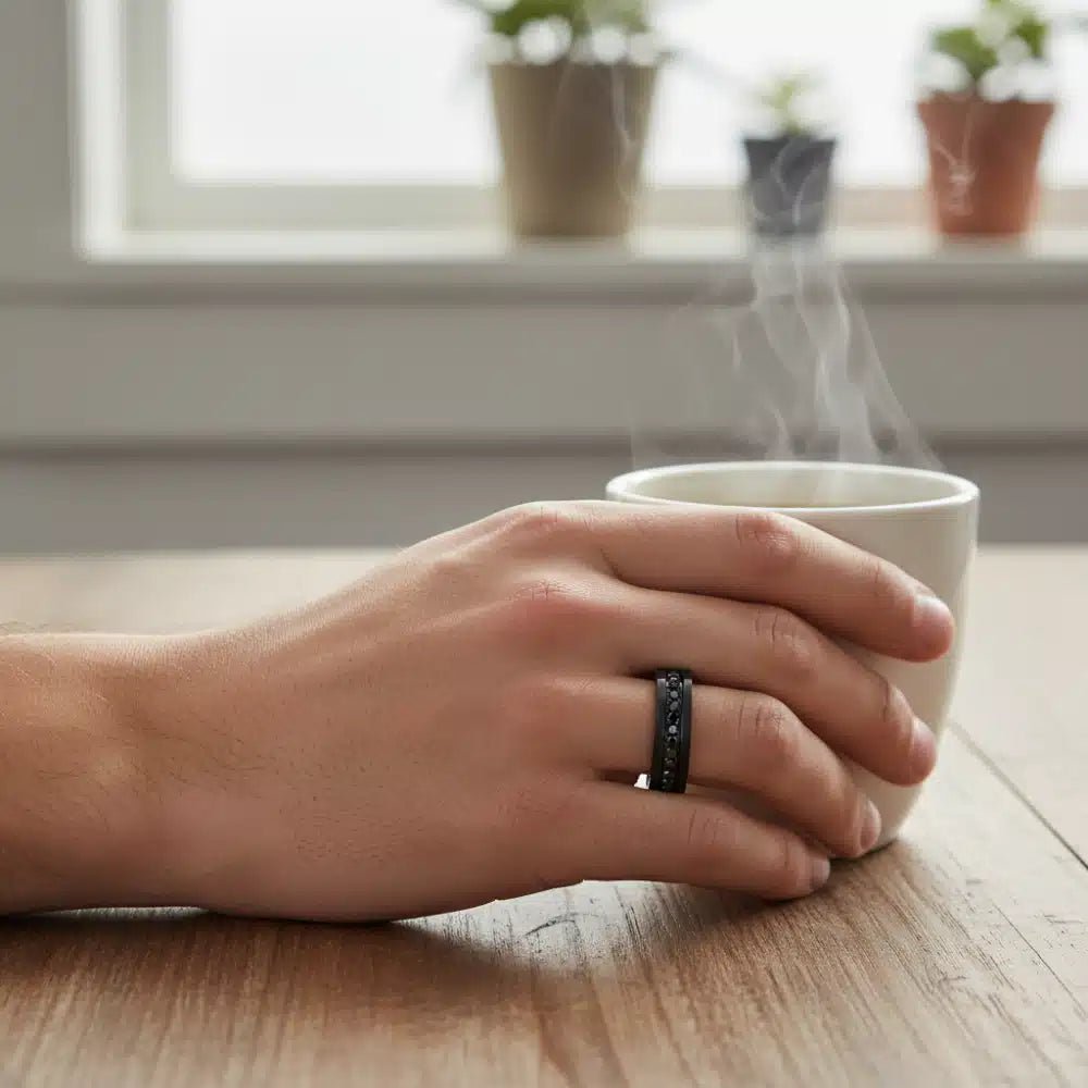 ARZ Full Eternity Black Stone Black Ring -Spilhaus