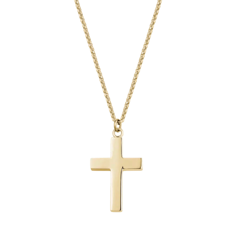 ARZ Gold Cross Pendant W/Chain 24" -Spilhaus