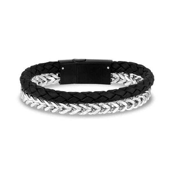 ARZ Leather & Franco Link Bracelet -ARZ Steel