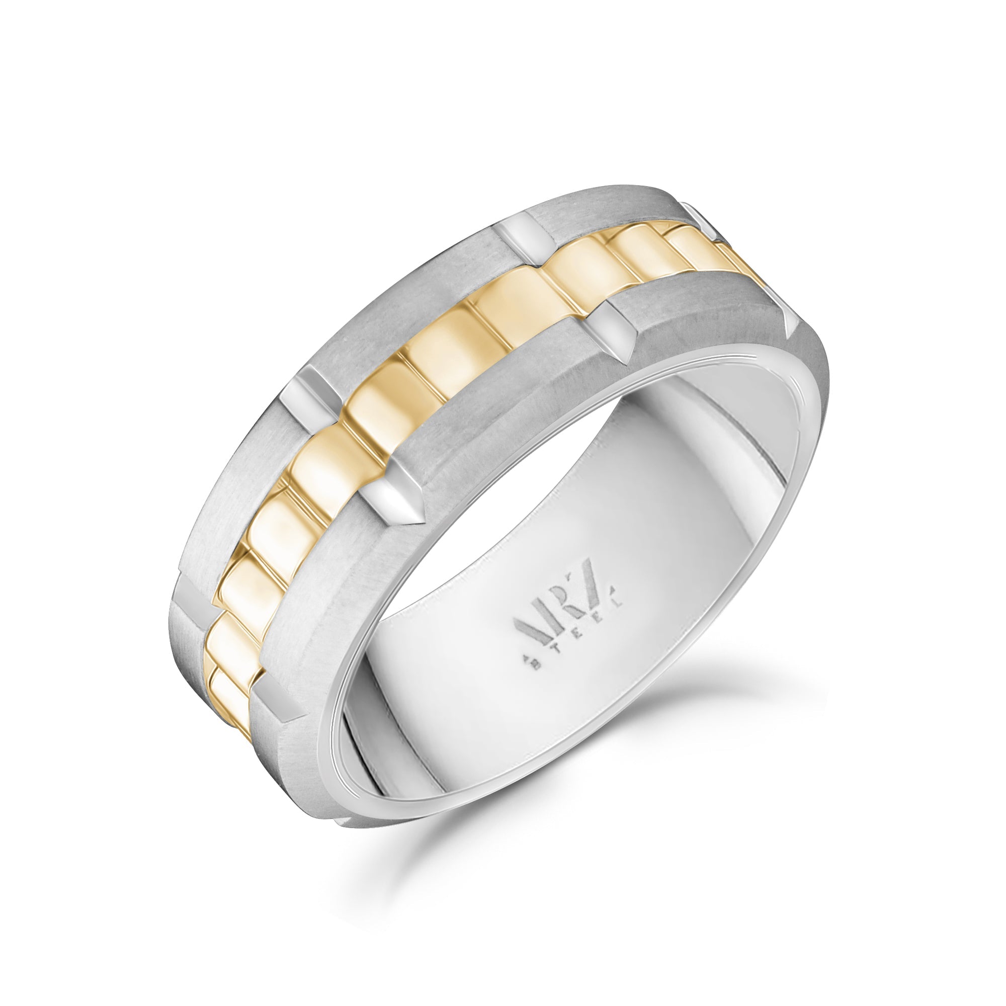 ARZ Matte & Shiny Gold Spinner Ring -ARZ Steel