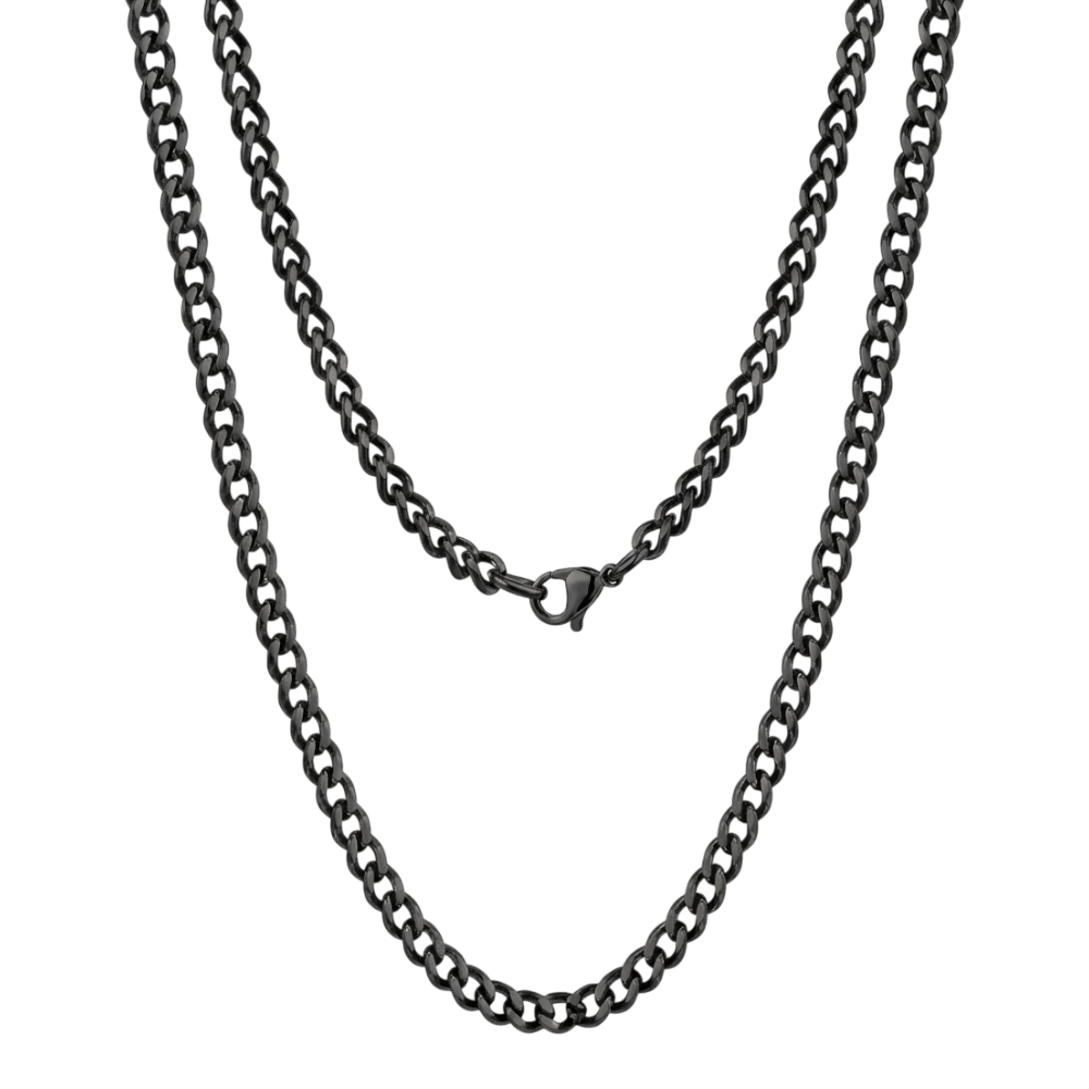 ARZ Necklace Cuban Link Steel 5mm Black -ARZ Steel