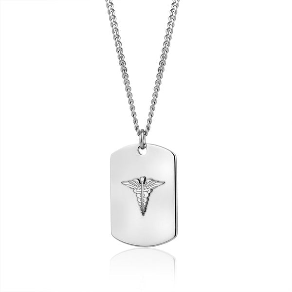 ARZ Pendant Dog Tag Medic With Chain Steel -ARZ Steel