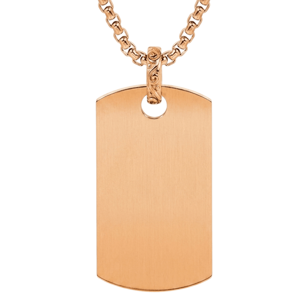 ARZ Pendant Dog Tag W/Chain Rose Gold -ARZ Steel
