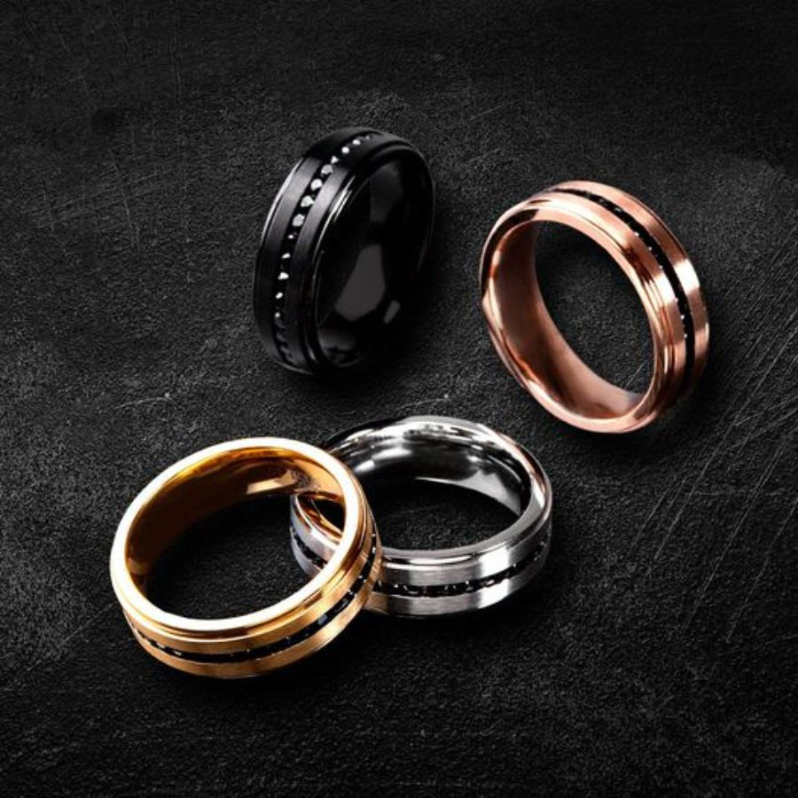 ARZ Ring Black Zirconia Rose Gold -ARZ Steel