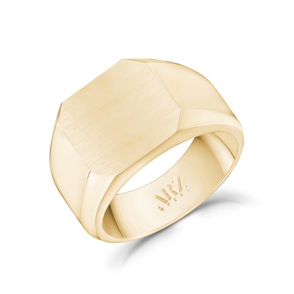 ARZ Ring Gold Steel Matte Signet -ARZ Steel