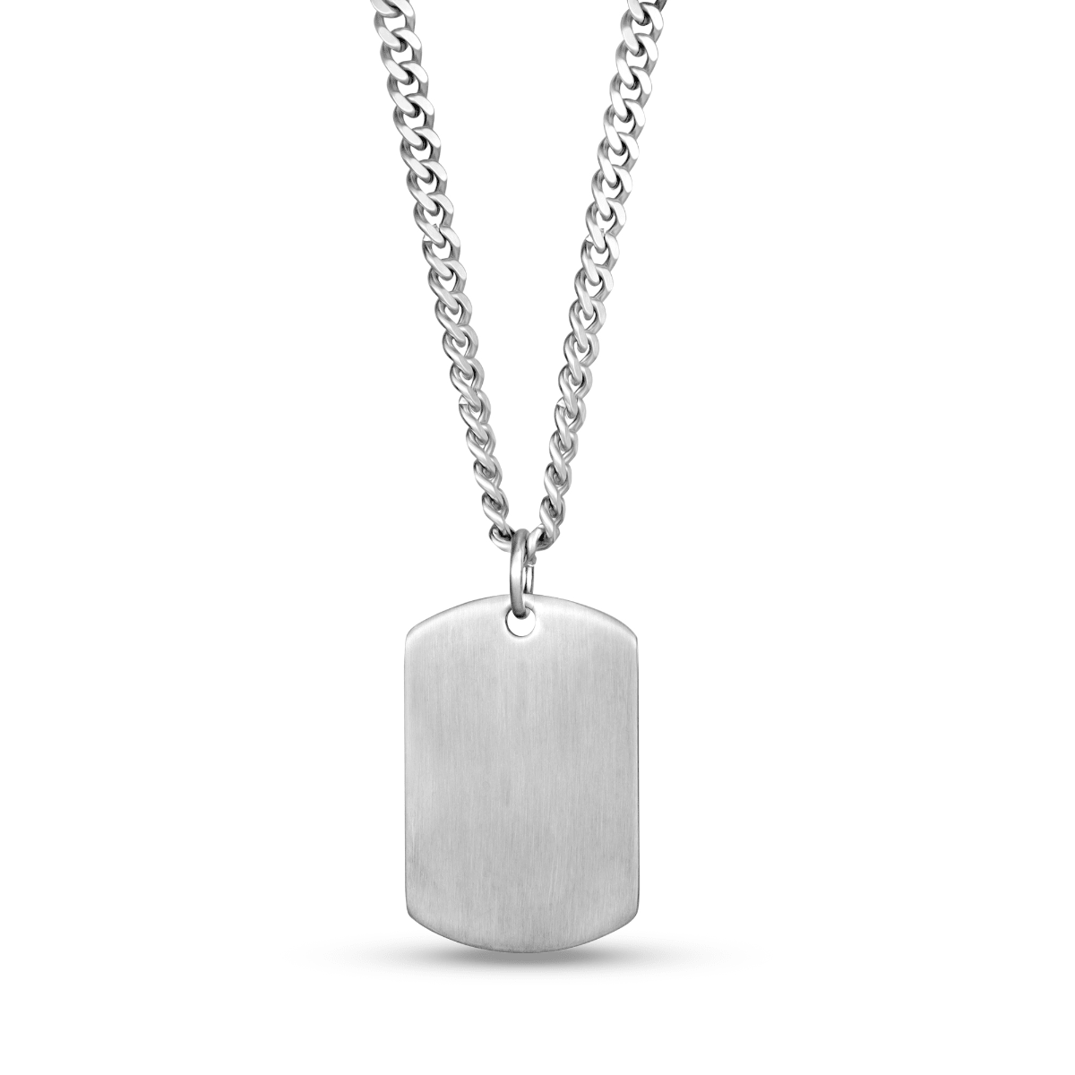 ARZ Steel Brushed Dog Tag Pendant W/24" Chain -ARZ Steel