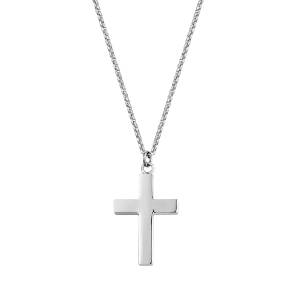 ARZ Steel Cross Pendant W/Chain 24" -Spilhaus