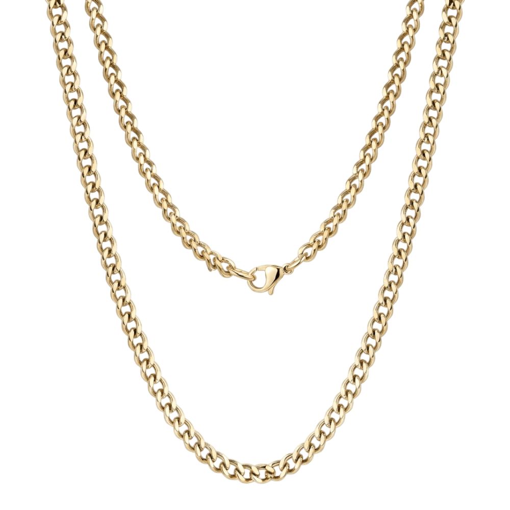 ARZ Steel Gold Steel Cuban Link Necklace W/20" -ARZ Steel