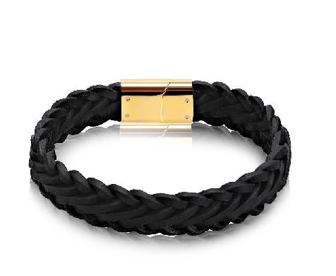 Arz Steel Leather With Clasp Gold & Black Size 8 -ARZ Steel