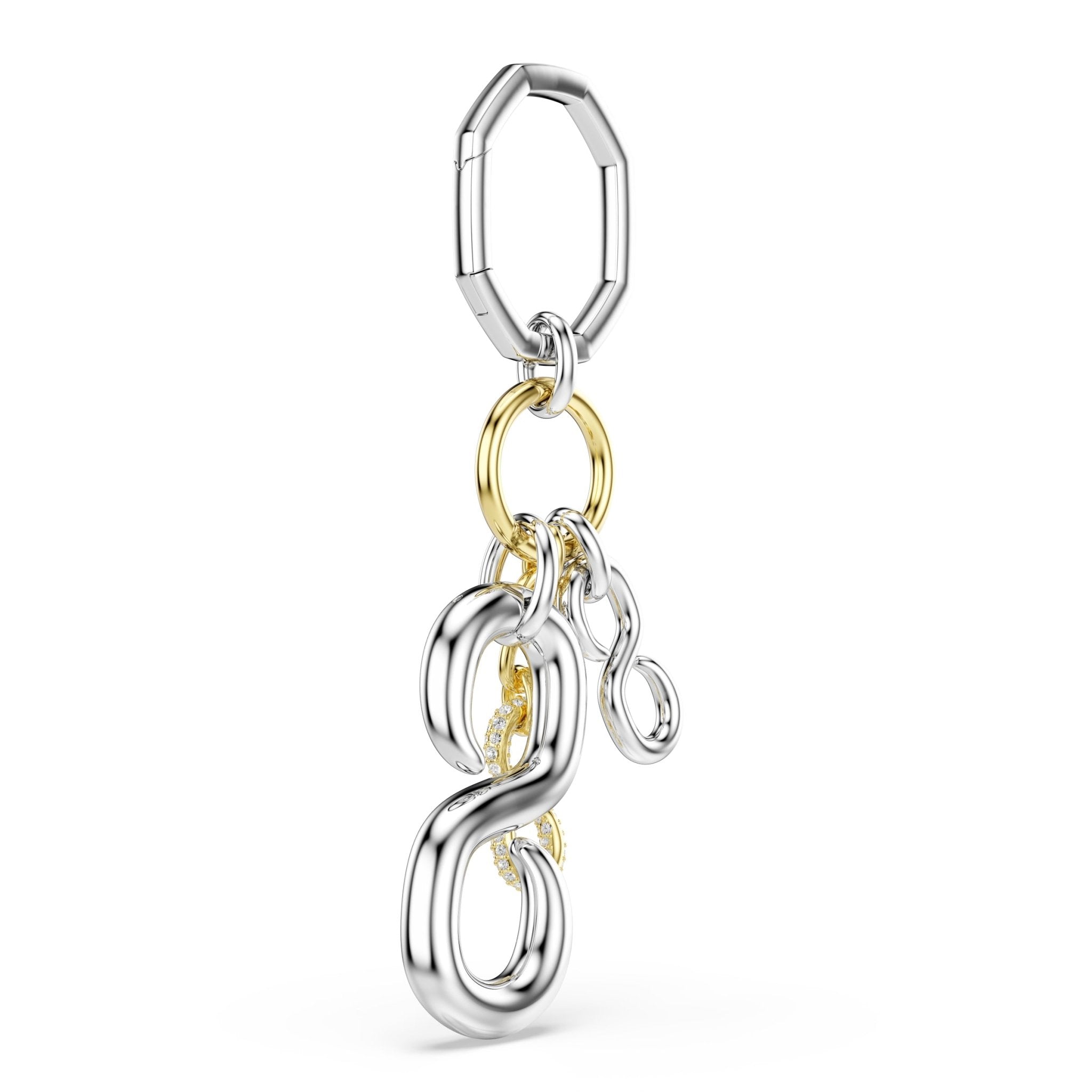 Bag charm, Round cut, White, Mixed metal finish -Swarovski
