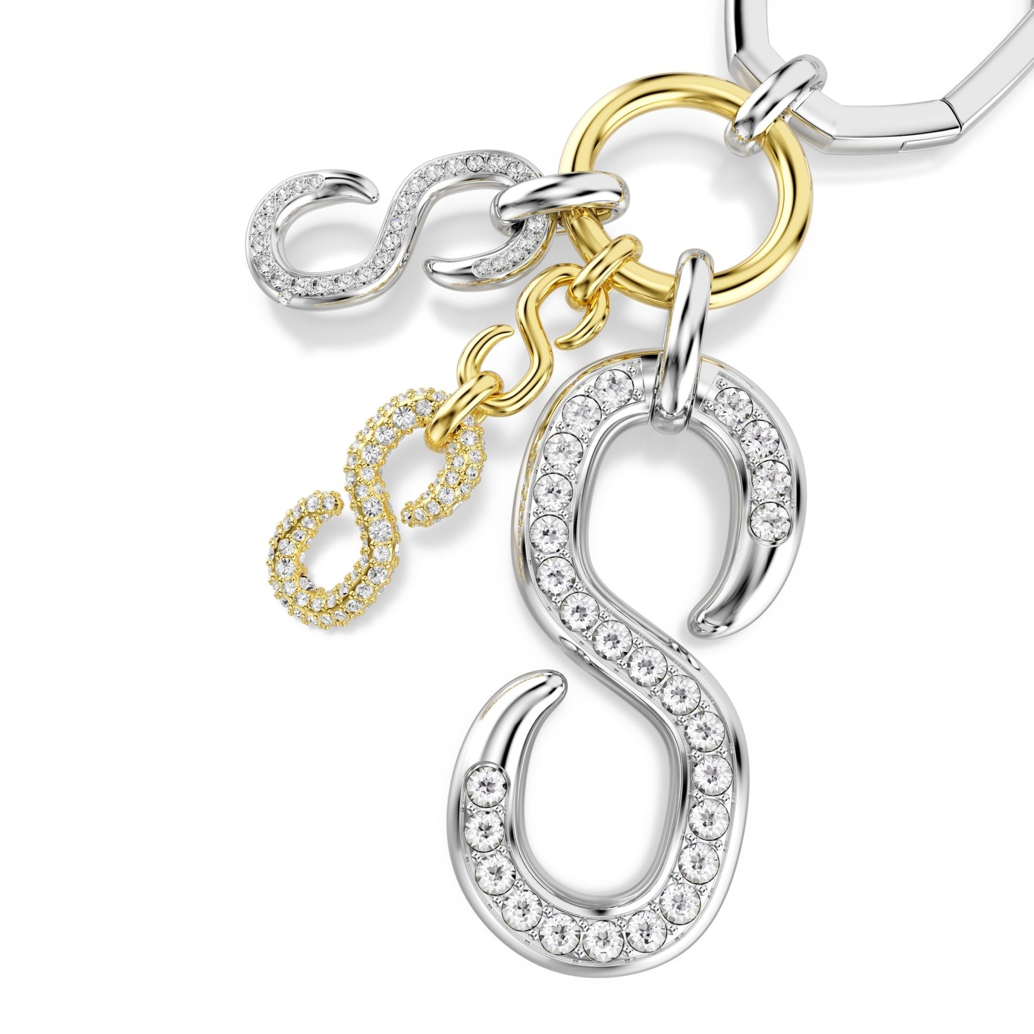 Bag charm, Round cut, White, Mixed metal finish -Swarovski