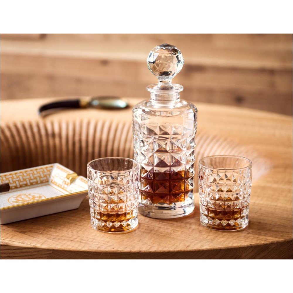 Bohemia Crystal Decanter & DOF Diamond 7 Piece Whisky Set -Bohemia Crystal