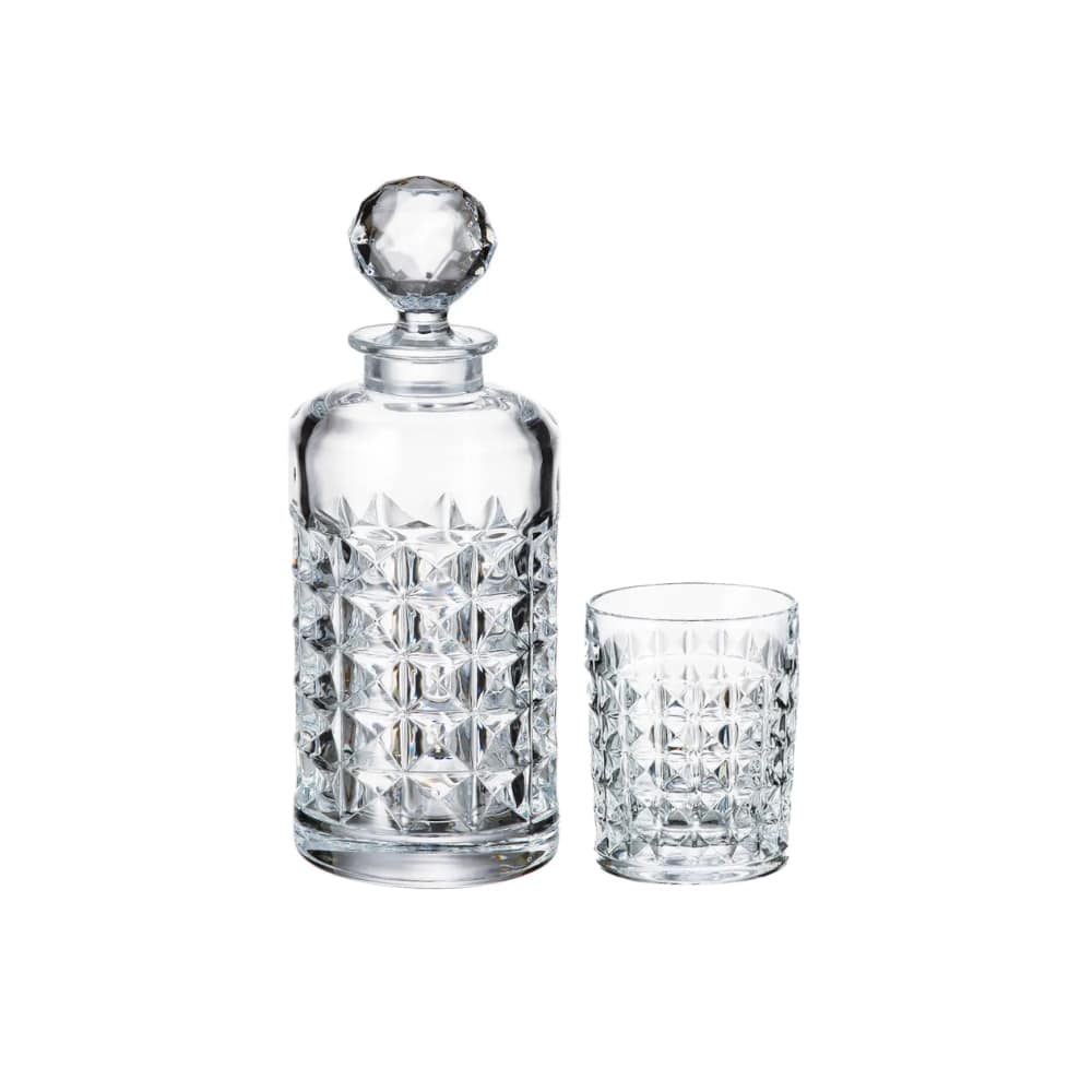 Bohemia Crystal Decanter & DOF Diamond 7 Piece Whisky Set -Bohemia Crystal