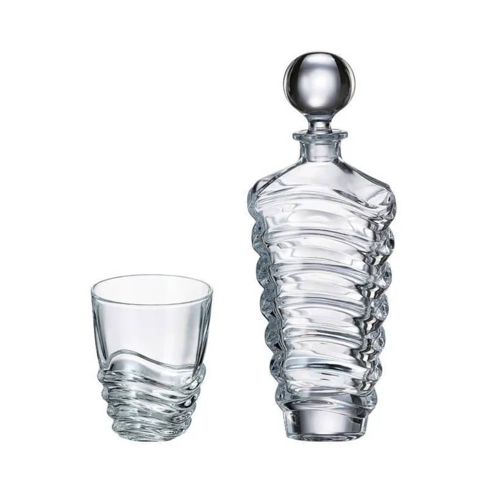 Bohemia Crystal Decanter & DOF Wave 7 Piece Whisky Set -Bohemia Crystal