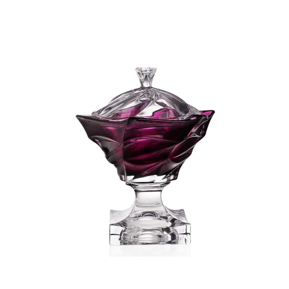 Bohemia Crystal Footed Large Box Flamenco Purple 250mm -Bohemia Crystal