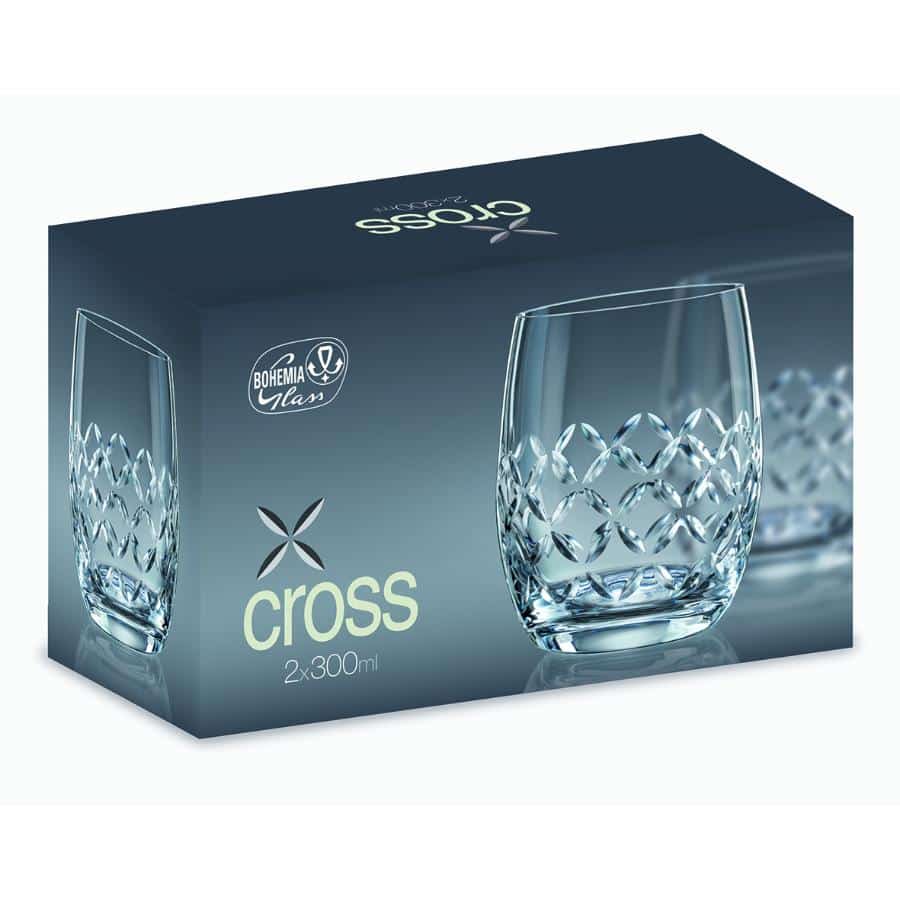 Bohemia Crystal Of Tumbler Viola Cross 300Ml (Set Of 2) -Bohemia Crystal