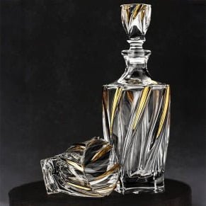 Bohemia Crystal Ponti Twist Gold Décor Whisky 7 Piece Set -Bohemia Crystal