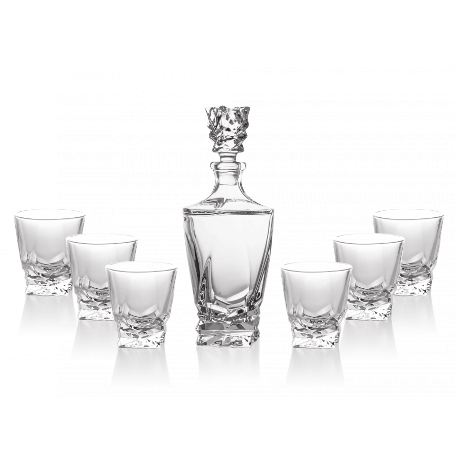 Bohemia Crystal Porto Whisky 7 Piece Set -Bohemia Crystal